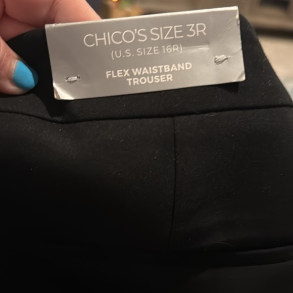 CHICO'S Flex Waist Modern Tailored Classic Trouser Pants in Black Careerwear 16R - Picture 7 of 16